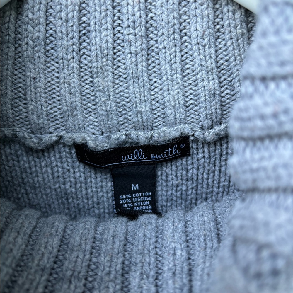 Willi Smith Gray Cable Knit Short Sleeve Turtleneck Sweater Size M - Picture 4 of 10
